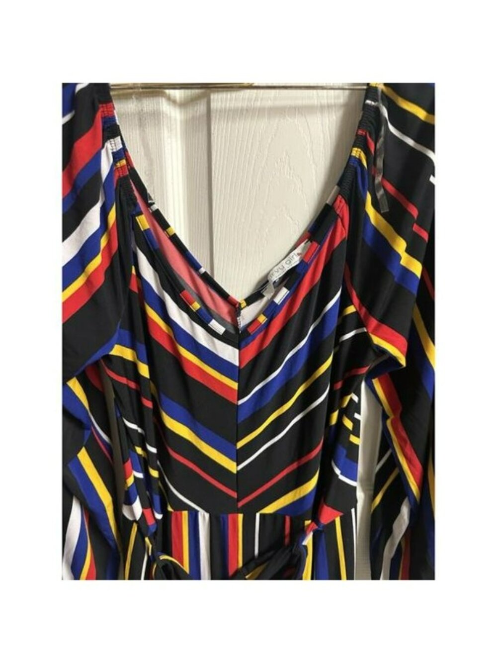Curvy Girl Ashley Stewart Plus Women Sz 2X Rainbow Striped New Jumpsuit Bodycon - Picture 4 of 9